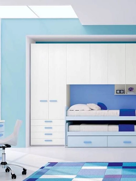 Cameretta per Ragazzi 637 a ponte con secondo letto estraibile di Ferrimobili