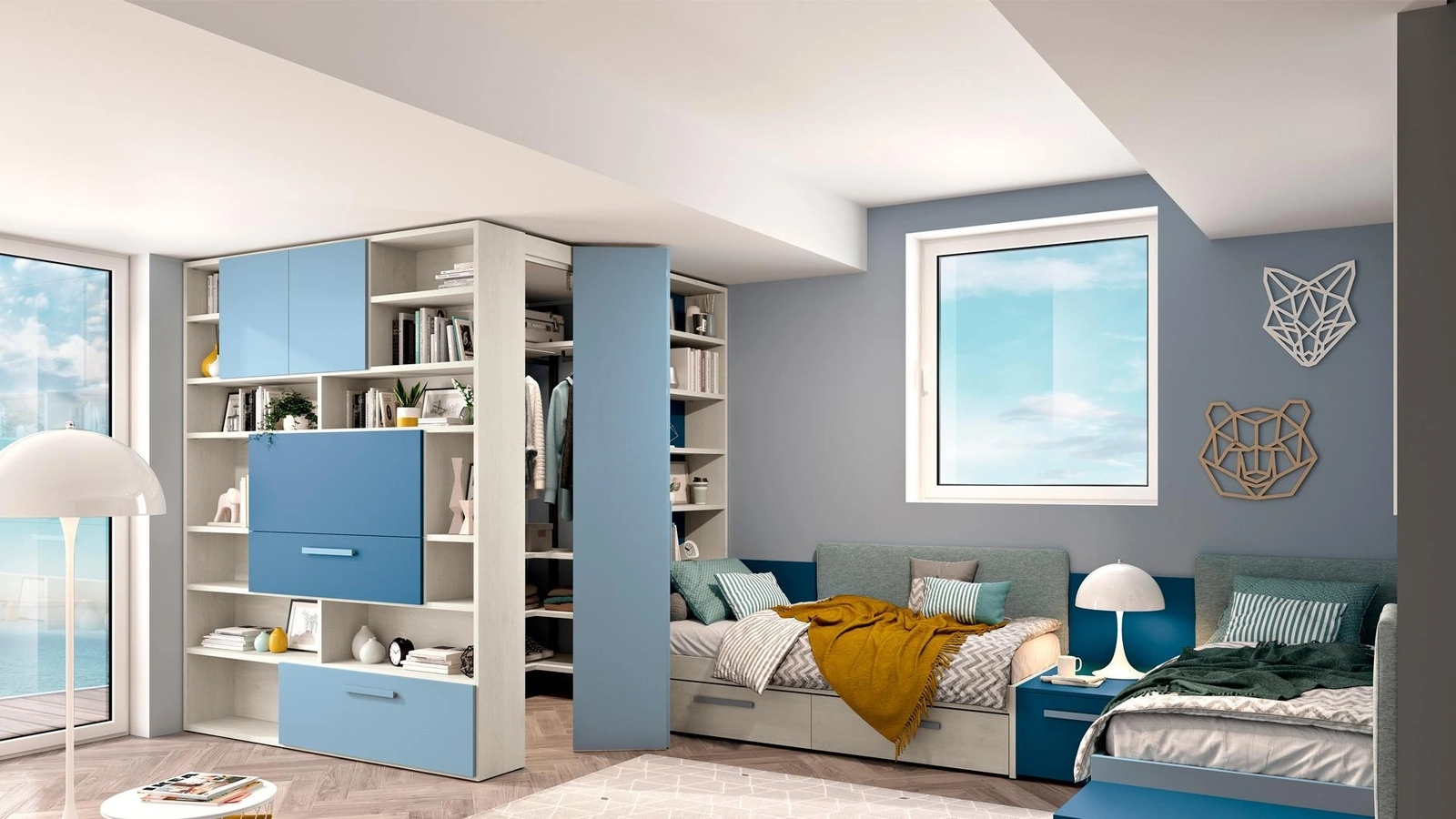 Cameretta 110 con due letti e cabina armadio di Ferrimobili