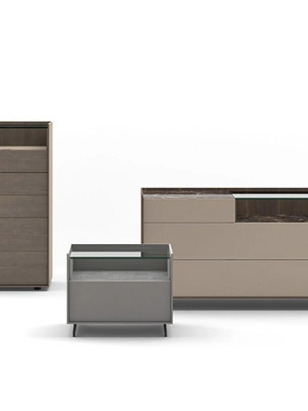 Gruppo Notte Cabaret in laccato opaco e legno impiallacciato di Sangiacomo