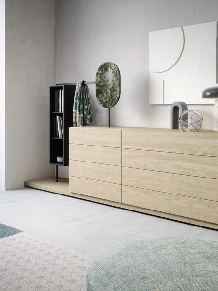 Comò Easy System in legno di Rovere impiallacciato di Novamobili