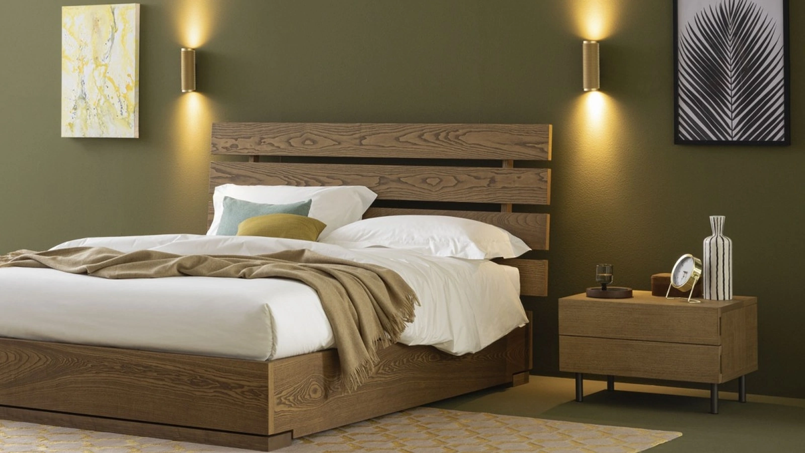 Comodino Vasto 68 con 2 cassetti in legno con piedini in metallo di Oggioni