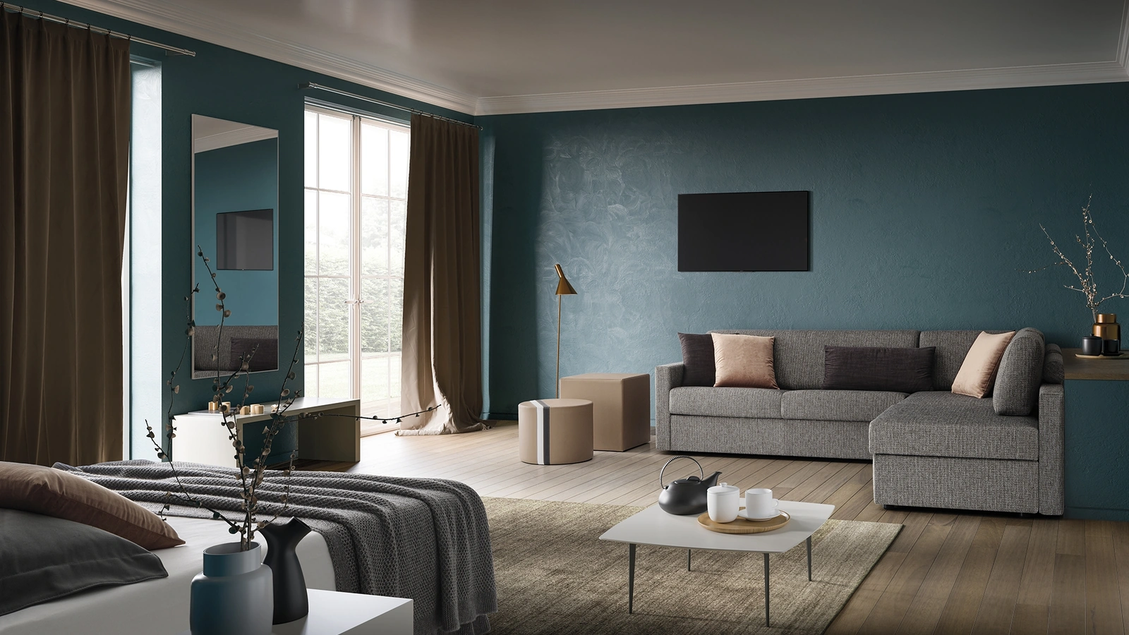 Divano letto con penisola contenitore Park di Confort Line