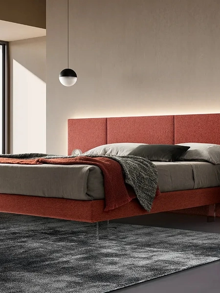 Letto Modula in tessuto con piedini trasparenti di Adok