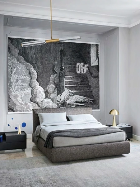 Letto in tessuto imbottito Ariel di Sangiacomo