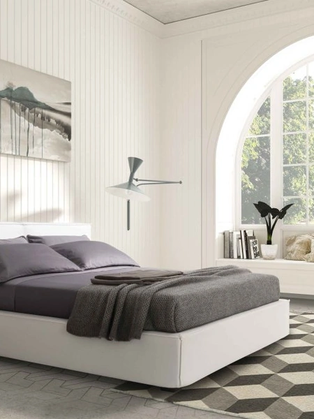 Letto in tessuto con testiera imbottita e box contenitore Logo di Confort Line