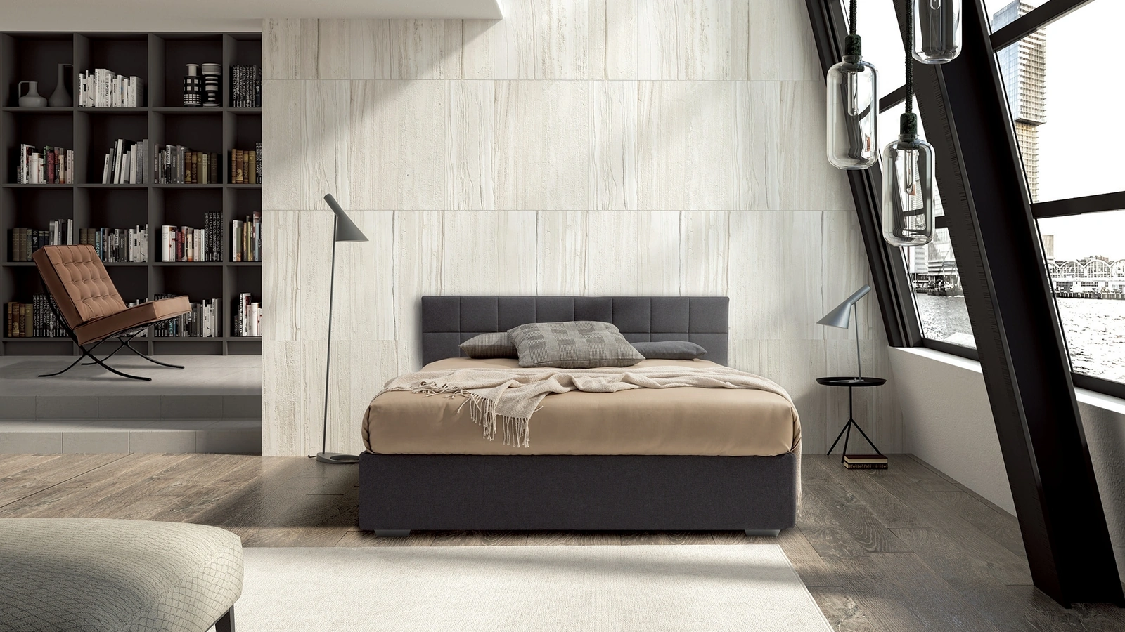 Letto con testiera trapuntata Quadro di Confort Line