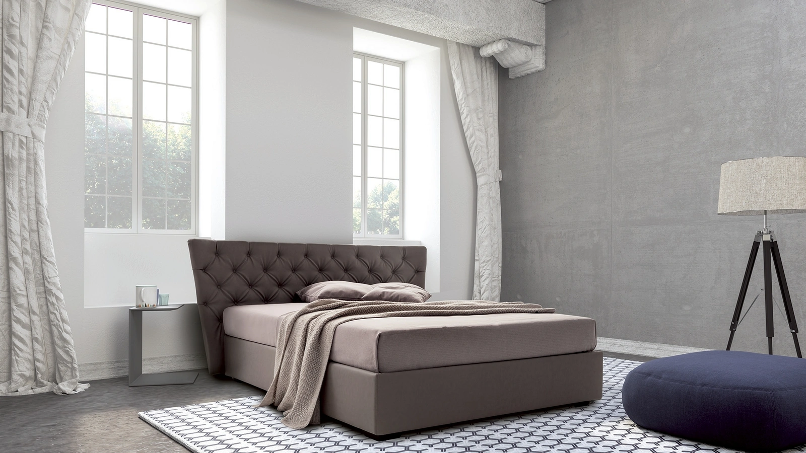 Letto con testiera lavorazione capitonné Raggio di Confort Line