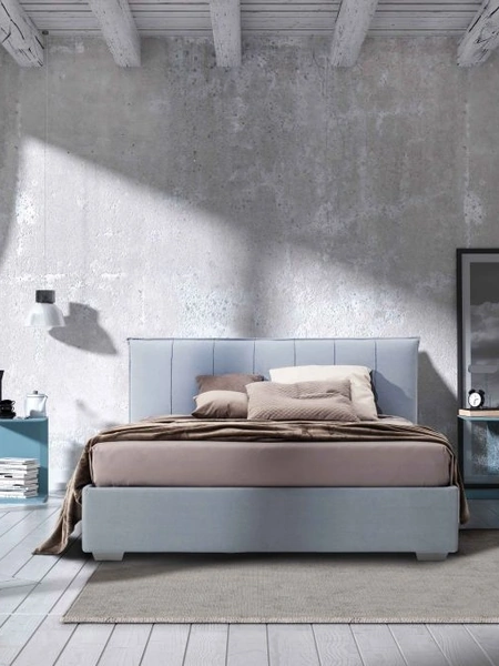 Letto matrimoniale in tessuto con testiera e contenitore Segno di Confort Line