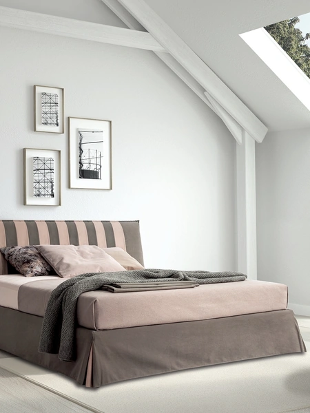 Letto matrimoniale in tessuto con testiera Tratto di Confort Line
