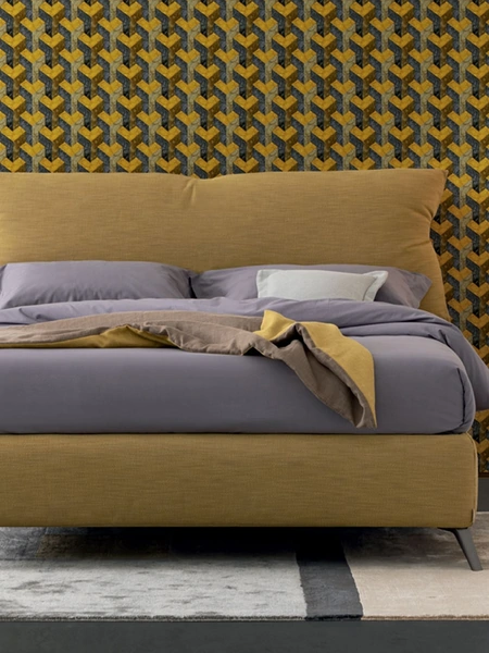 Letto in tessuto imbottito con testiera Dan di Oggioni