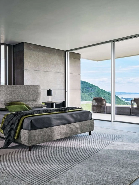 Letto in tessuto con testiera De-Light di Twils