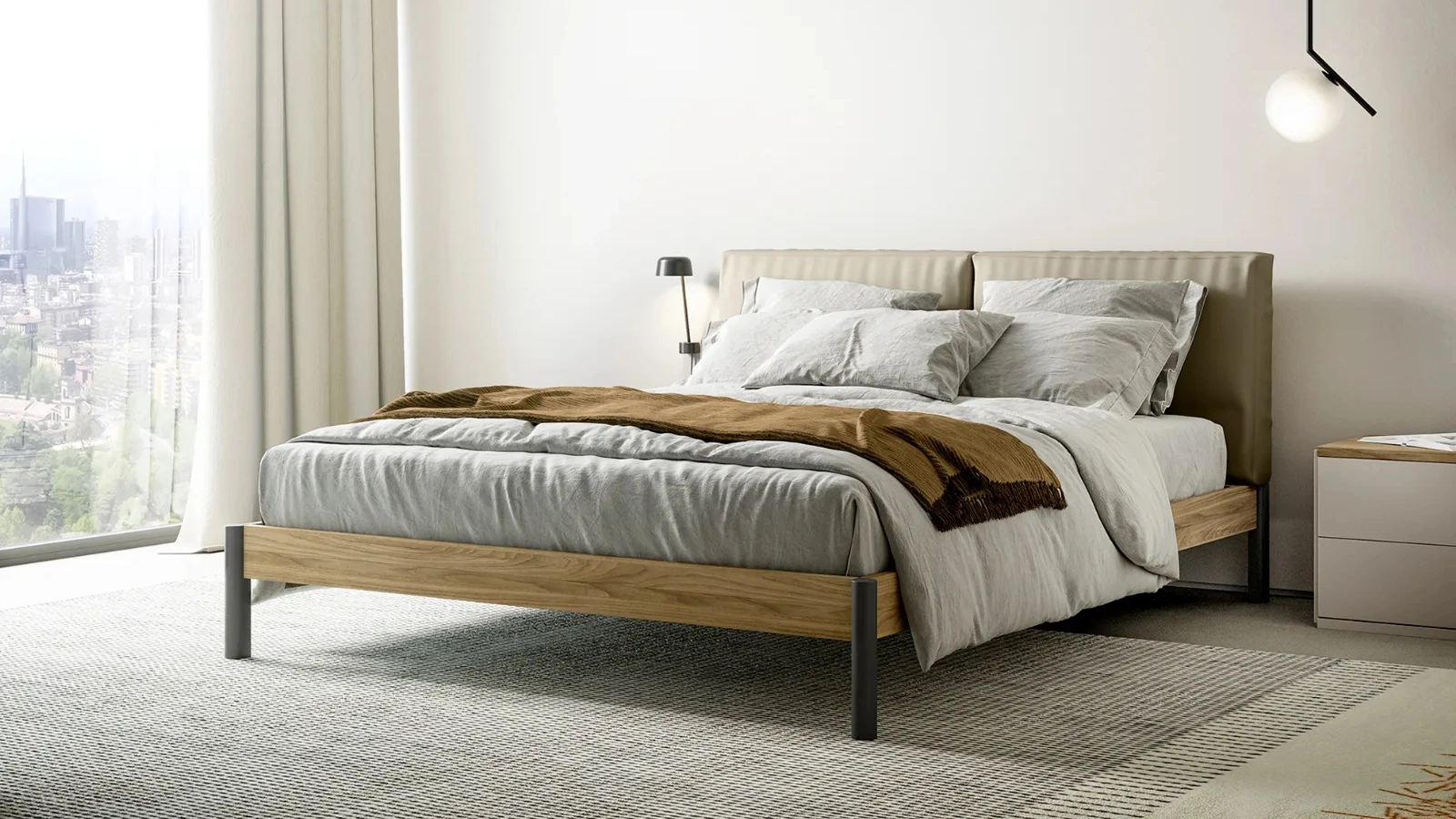 Letto con testiera in tessuto imbottito Eden Soft di Dielle Modus