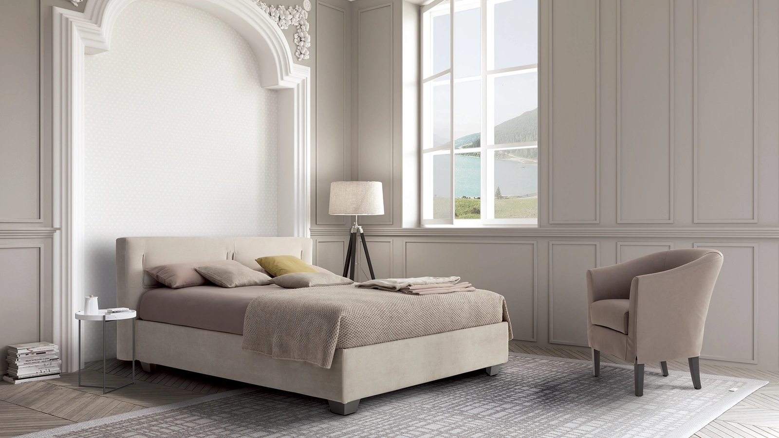 Letto in tessuto imbottito Eclisse di Confort Line