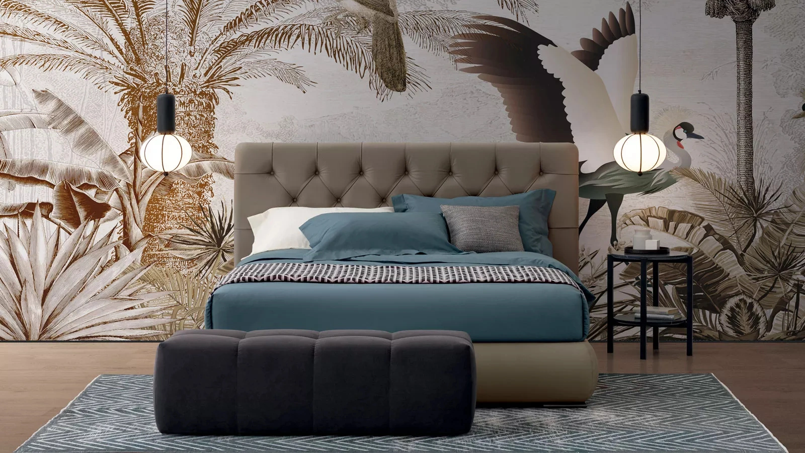 Letto in pelle Jubilee con box contenitore di Oggioni