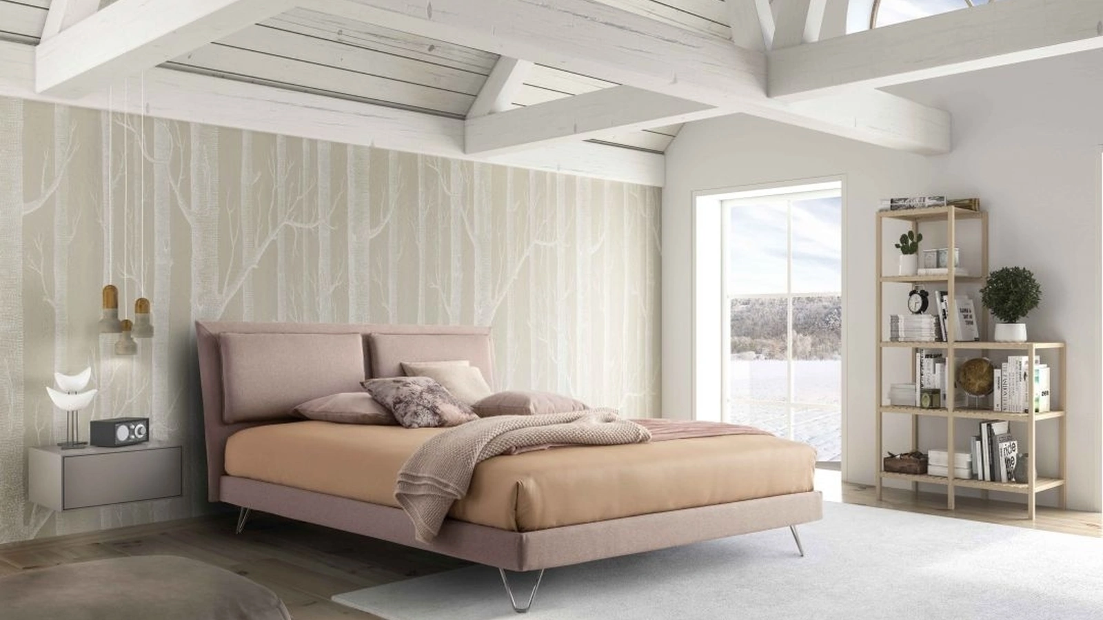 Letto matrimoniale in tessuto con testiera Libero di Confort Line