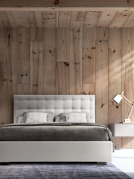 Letto in pelle con testiera trapuntata Luce di Confort Line