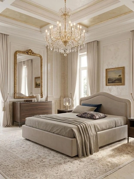 Letto classico Mito con testiera sagomata di Confort Line
