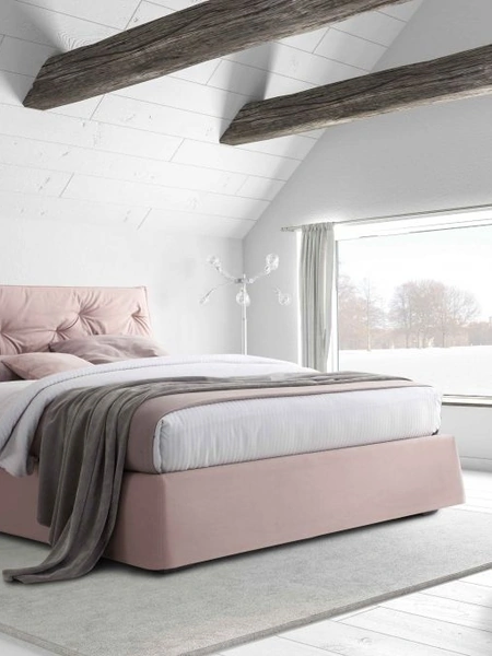 Letto in tessuto imbottito con testiera trapuntata Nido di Confort Line