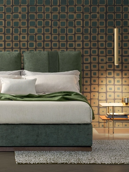 Letto in tessuto con testiera imbottita Oberoi di Oggioni