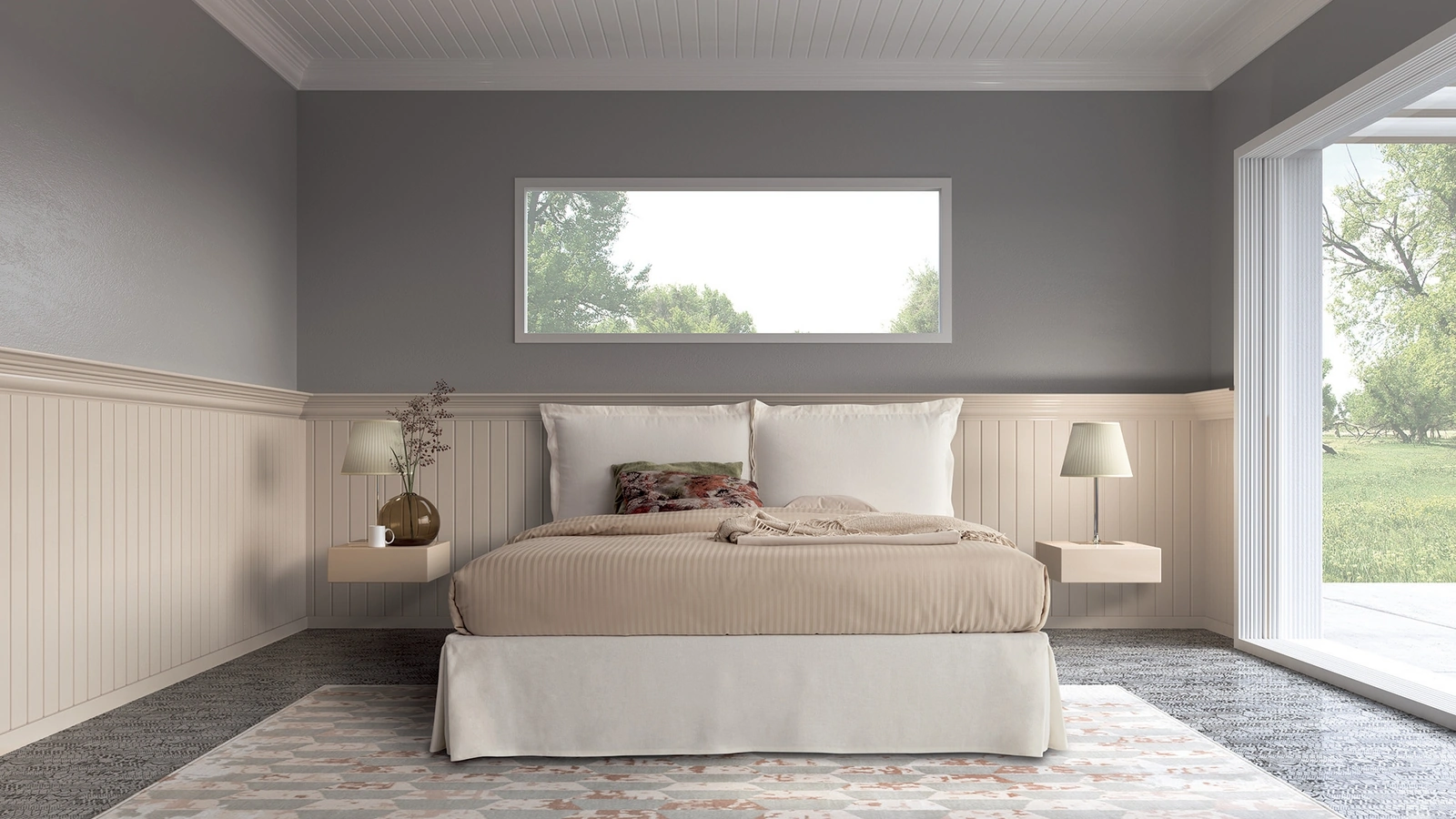 Letto matrimoniale classico in tessuto Onda di Confort Line