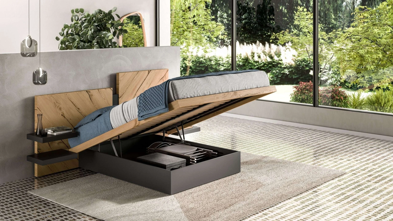 Letto con box contenitore Nazarè di Ozzio