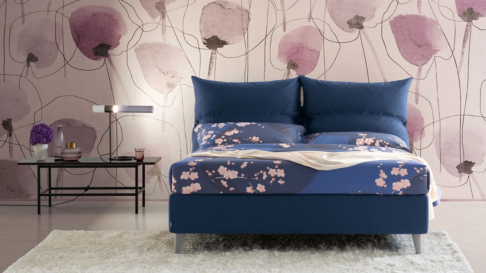 Letto in tessuto imbottito Posh di Oggioni