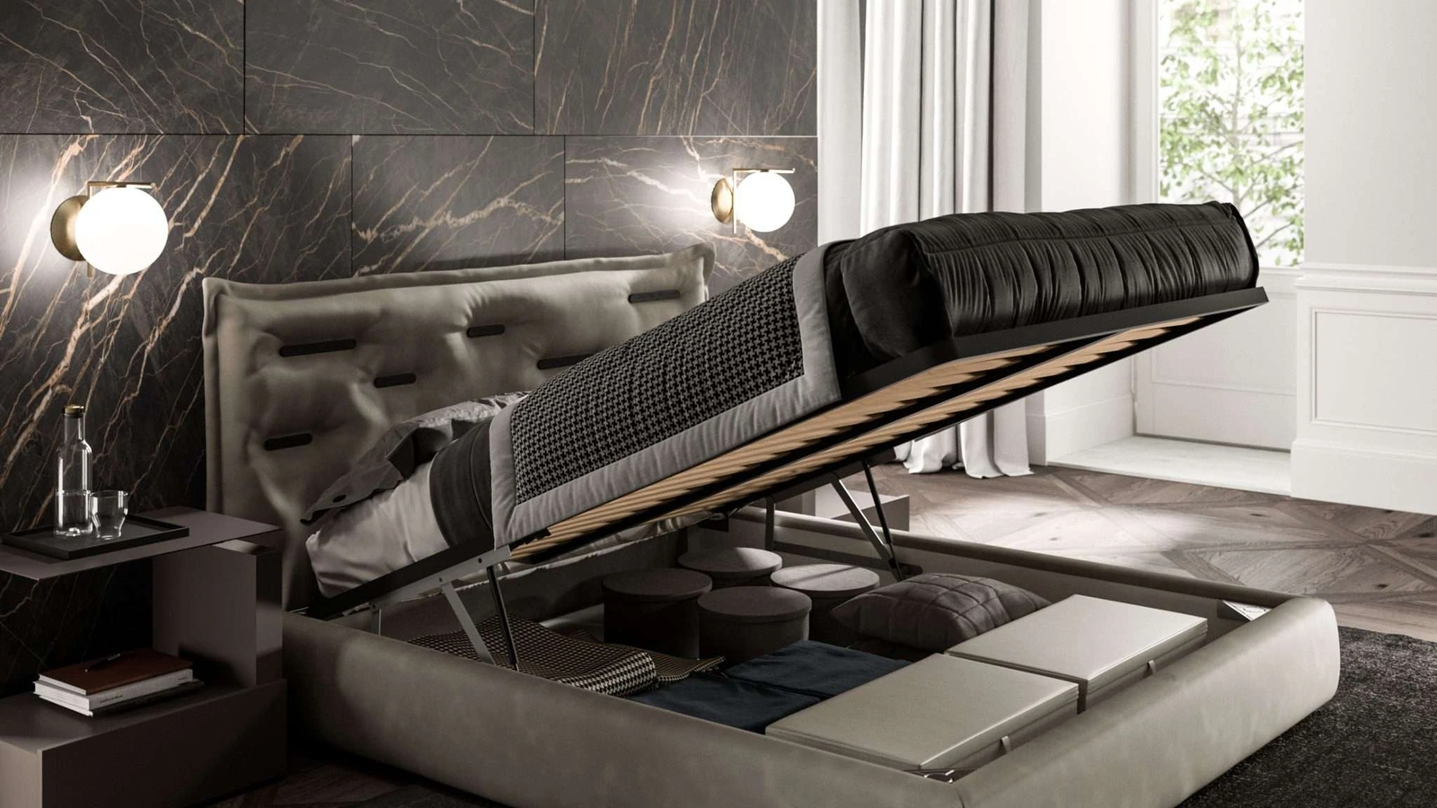 Letto con box contenitore Saona di Ozzio