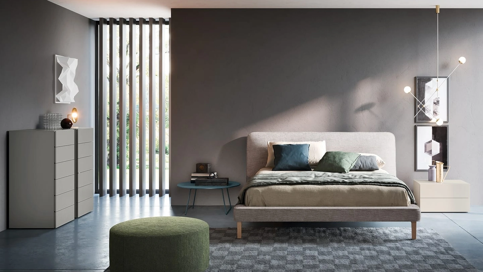 Letto Seeyou in tessuto imbottito di Novamobili