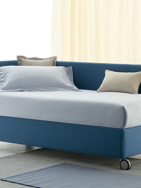 Daybed singolo Golf 219 Jeans Mode in tessuto con box contenitore di Oggioni
