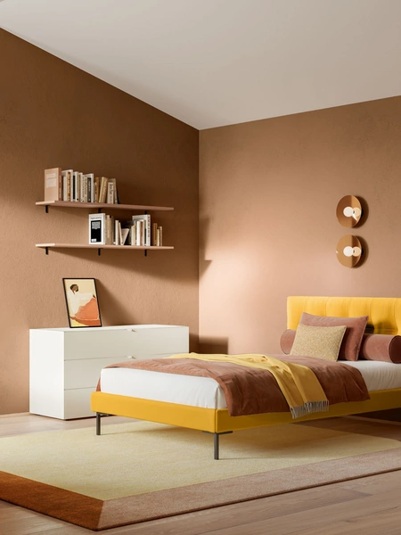 Letto Singolo in tessuto Max Capitonné di Twils