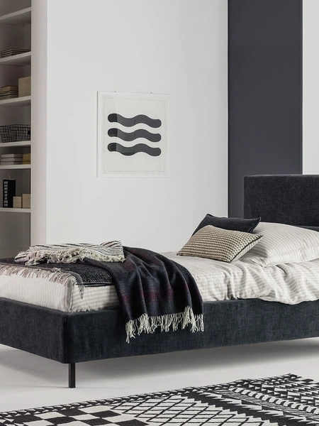 Letto Singolo in tessuto con testiera Max di Twils