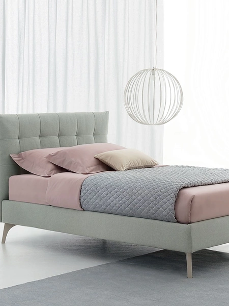 Letto singolo in tessuto con testiera trapuntata Panf di Oggioni