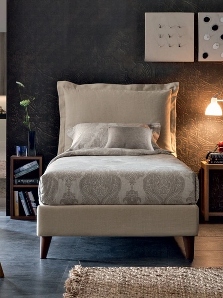 Letto singolo in tessuto con testiera Vivian di Oggioni