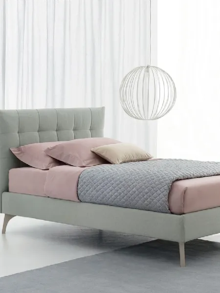 Letto singolo in tessuto con testiera trapuntata Panf di Oggioni