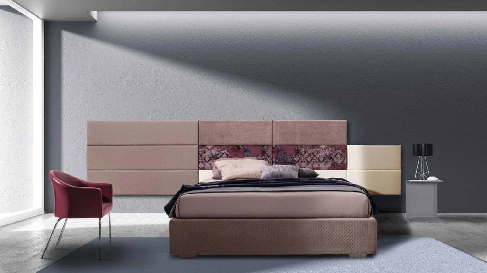 Letto in tessuto Sommier con pannello testiera componibile di Confort Line