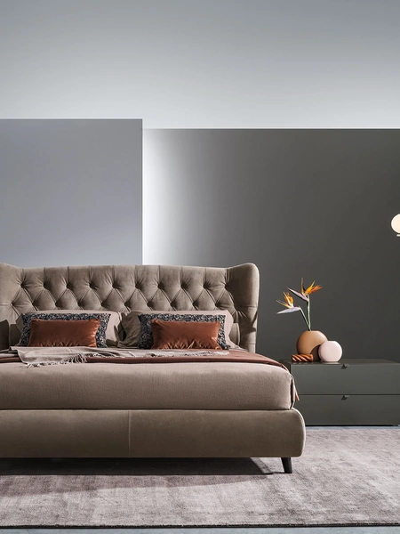 Letto con testiera in tessuto trapuntato Tommy di Twils