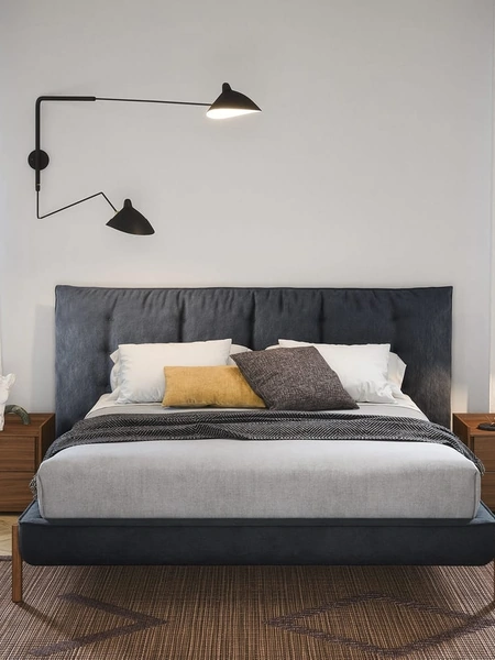 Letto in tessuto con testiera imbottita e trapuntata Tufté di Novamobili