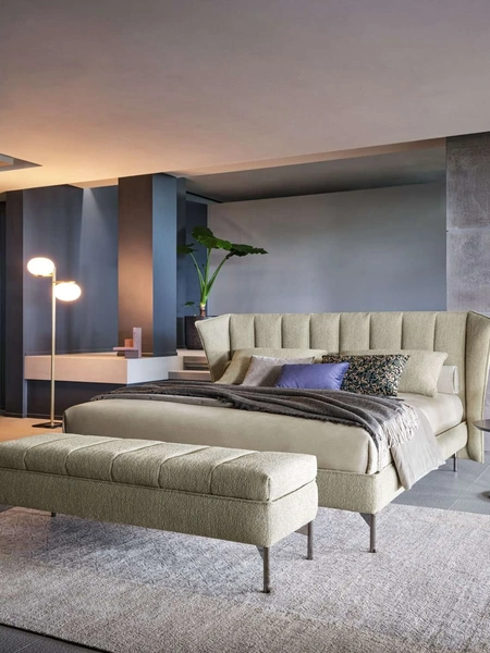 Letto in tessuto con testiera trapuntata Opéra Fleur di Twils