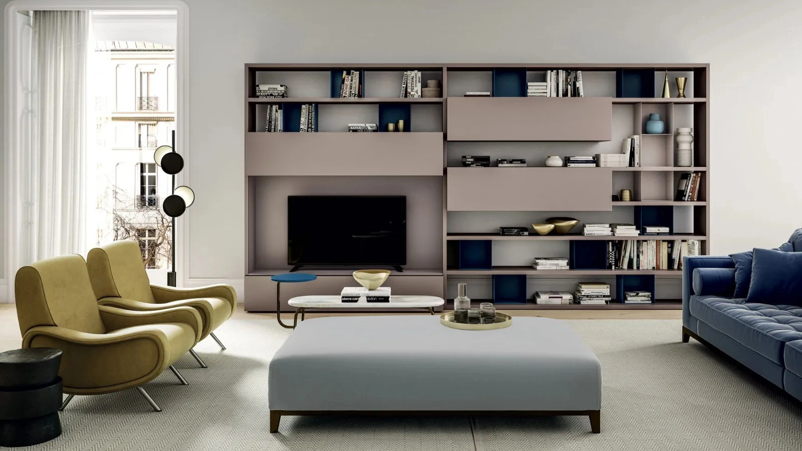 Libreria Line Up 08 in laccato opaco Duna di Dielle Modus