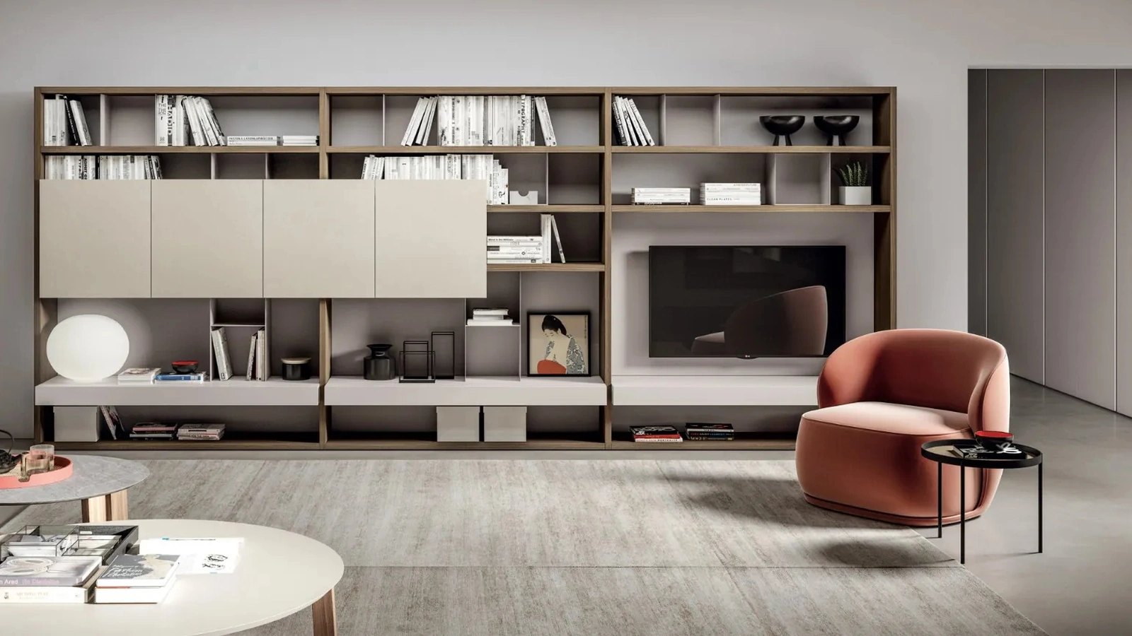 Libreria Line Up 10 in nobilitato e laccato di Dielle Modus