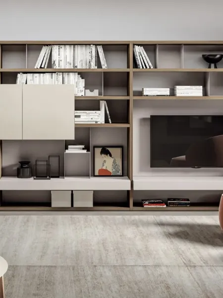 Libreria Line Up 10 in nobilitato e laccato di Dielle Modus