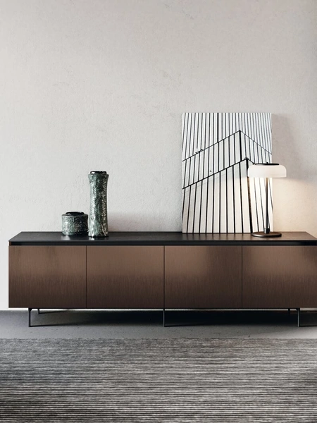 Madia Lab in alluminio brunito e gres di Binova