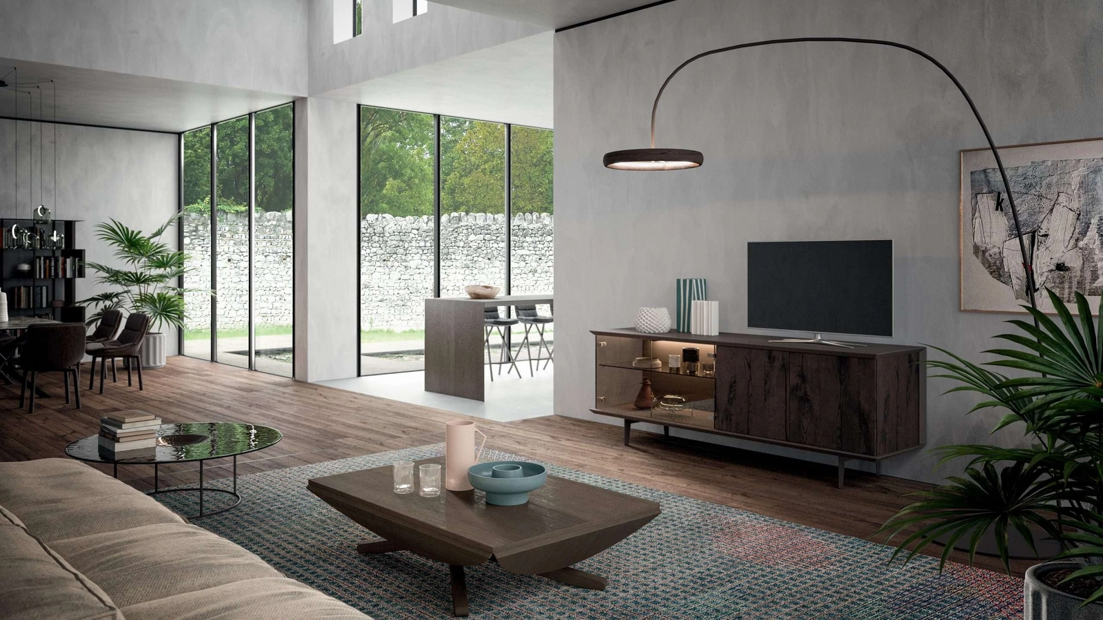 Madia a quattro ante Brera Vetro in vetro e legno di Ozzio