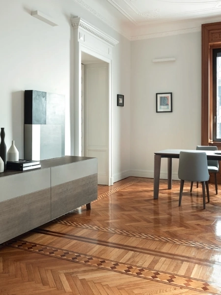 Madia Domino Mono 16M in finitura Rovere argilla e laccato Ardesia di Sangiacomo