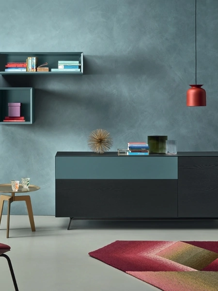 Madia Domino Mono 19M in Rovere carbone e laccato opaco Avio di Sangiacomo