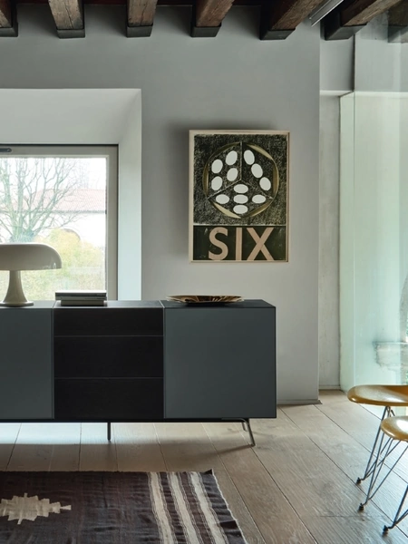 Madia Domino Più 16P in laccato opaco Ferro e Rovere carbone Sangiacomo