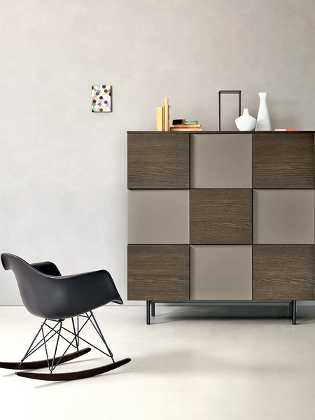 Madia Alta Incontro 33 in Rovere argilla e laccato Juta opaco di Sangiacomo