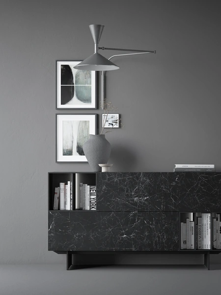 Madia con Libreria in gres porcellanato Kera Nero Marquinia di Caccaro