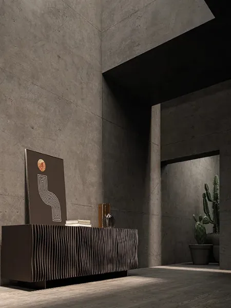 Madia Onda con ante in legno ondulato di Ozzio