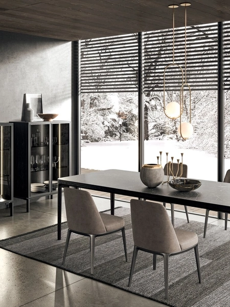 Madia Alta Regula in vetro fumé con telaio in alluminio di Binova